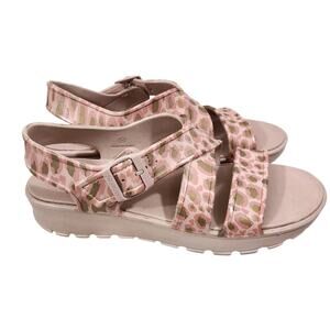 SKECHERS LUXE FOAM SANDALS PINK ANIMAL PRINT WASHABLE LIGHTWEIGHT SZ 11